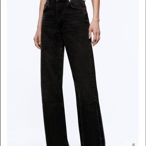 Zara high rise full length green jean